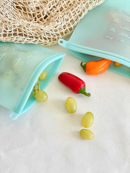 Reusable Silicone Food Bags, 500ml/1000ml/1500ml, White – Okiar