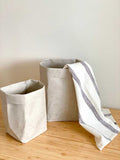Washable Kraft Paper Storage Bags, Washable Grocery Bags, Grey(M/L Size)