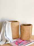 Washable Kraft Paper Storage Bags, Washable Grocery Bags, Brown(M/L Size)