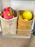 Washable Kraft Paper Storage Bags, Washable Grocery Bags, Brown(M/L Size)