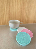 Diatomite Water Absorbent Drink Coasters, White/Pink/Green