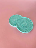 Diatomite Water Absorbent Drink Coasters, White/Pink/Green